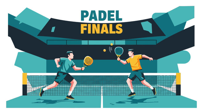 Padel Finals: Dynamic Illustration of Two Players Engaged in a Competitive Match