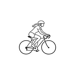 Naklejka premium Minimalist Cyclist Line Art Illustration - Professional Road Biker Vector