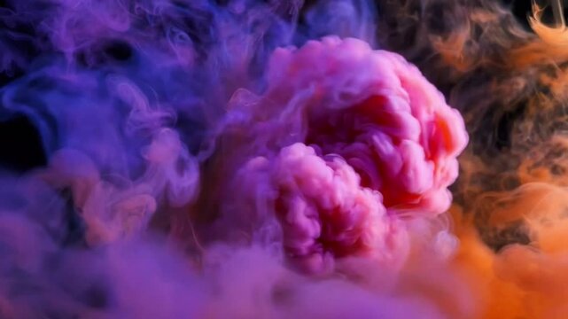 Colorful chemical reaction expanding outward, abstract science explosion