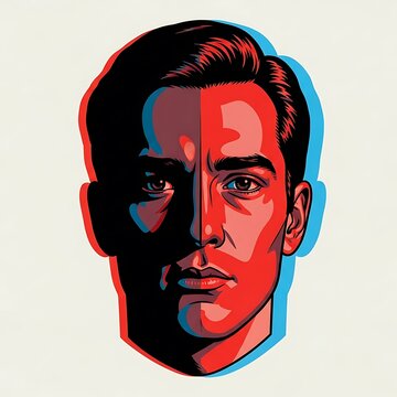 Split personality concept with man face.