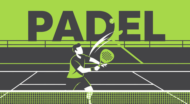 Padle Action with a Player Illustration on a Fresh Green Color Graphic Design
