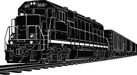 Cargo Train Outline – Railway Transport Line Art © Apurba
