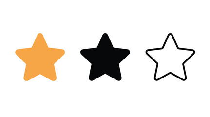 Obraz premium Orange Black and White Star Rating Vector Icon Set