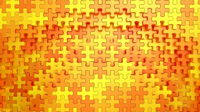 Puzzles Form a Wave. Abstract motion, two color, 3d rendering, 4k resolution
