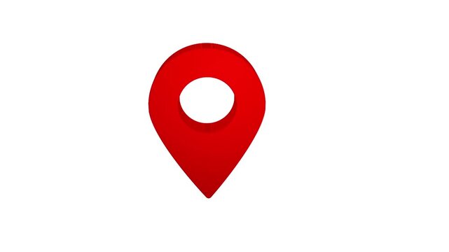 A GPS location icon animation.  Location map pin gps pointer marker with 3D animation
