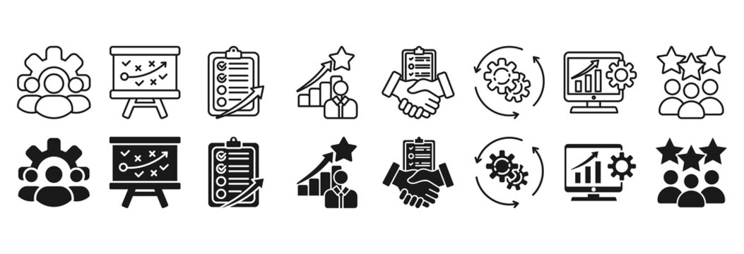 Change management icon set. business transformation and organizational symbol