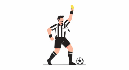 Fototapeta premium Illustration of a soccer referee holding up a yellow card