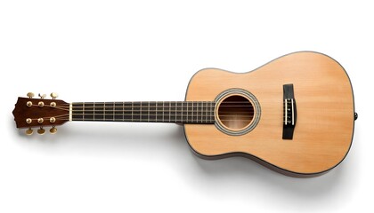 Fototapeta premium Acoustic guitar with a light wood finish and dark fretboard, studio shot