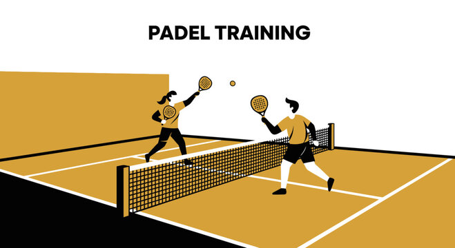 Padle Training Illustrated Image Of Two Padel Players In Action During a Competitive Game