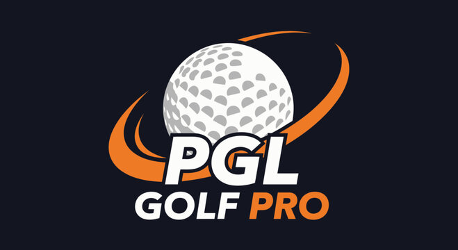 PGL Golf Pro Logo Design Golf Ball Graphic On Dark Background Sports Brand