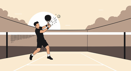 Obraz premium Player Serving a Padel Ball on a Court During a Sunny Day Illustrative Scene