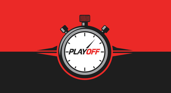 Playoff Stopwatch Icon with Red and Black Design for Sports, Games and Competitions