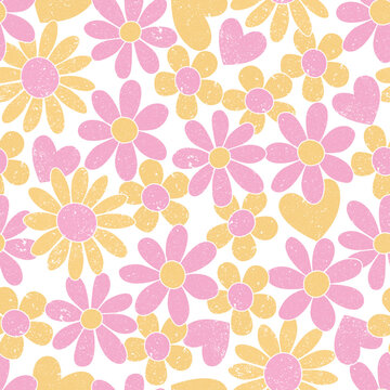Retro summer floral bright sunny happy print