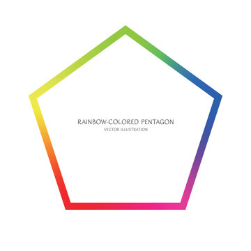 Rainbow gradient pentagon frame isolated on white background transparent vector