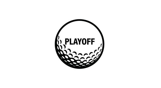 Playoff Golf Ball Emblem: A Minimalist Black and White Design for Tournament Branding
