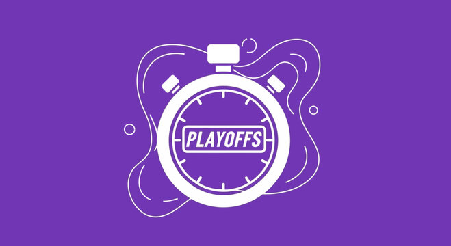 Playoffs StopWatch Icon Against Purple Background Perfect for Sports Championship Branding Concept