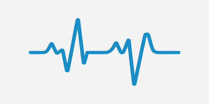 Medical cardiogram monitoring heart rate with an ekg pulse line graph displaying a blue and green frequency wave on a hospital electrocardiogram monitor illustrating healthcare medicine heartbeat