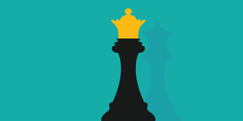 Chess queen design piece background. Black and white color chess queen icon © Widy Amelia Putri