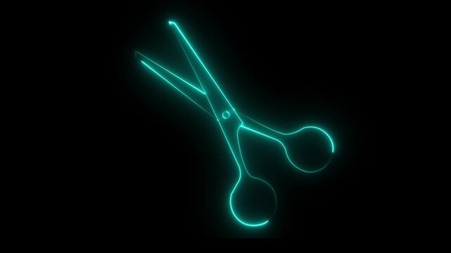 Scissors cutting seamless loop animation. Hairdresser, tailor, craftsmanship concept. Delete, cut idea black blackground.motion animation 4k video...