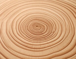 Naklejka premium Close-up of a light-colored wood cross-section, showing concentric growth rings