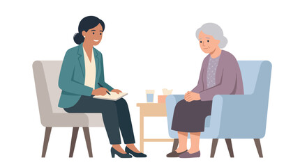 Obraz premium Two Women Engaged In Conversation While Seated.