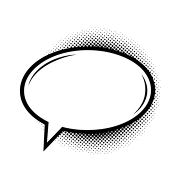 Empty comic book speech bubble with halftone dot pattern effect
