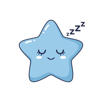 Cute blue star character sleeping peacefully with zzzs