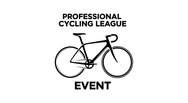 Professional Cycling League Event: Modern Black Silhouette Of Road Bicycle On White Background