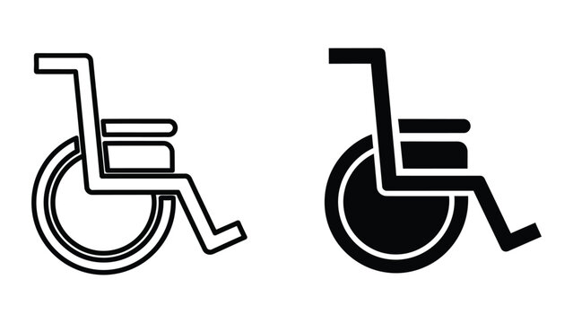 Wheelchair accessibility icon set in black and white
