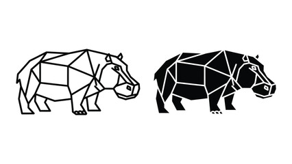 Geometric rhinoceros illustration in two styles © Jahidul