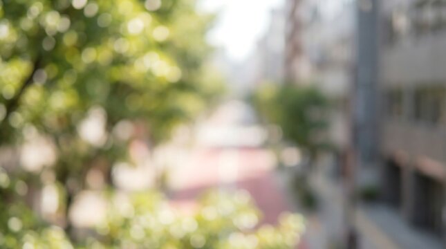 blurred city street with trees out of focus urban background with green foliage and buildings high quality professional detailed modern elegant stylish clean crisp