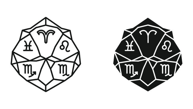 Astrological symbols in geometric star and polygon shapes
