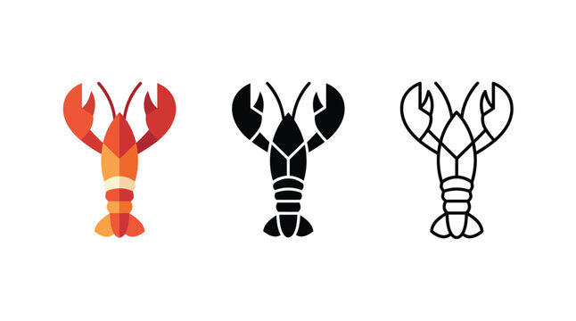 Lobster icons in different styles Vector