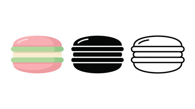 Macarons in pink, black and white Vector