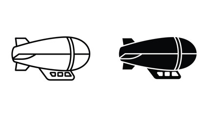 Black and white zeppelin airship icon designs © Jahidul