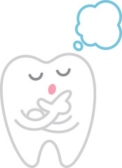 Obraz premium 考え事をする歯のキャラクター