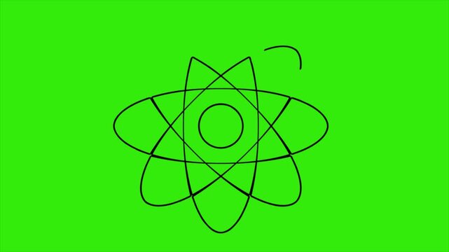 Abstract Atom Symbol on Green Background