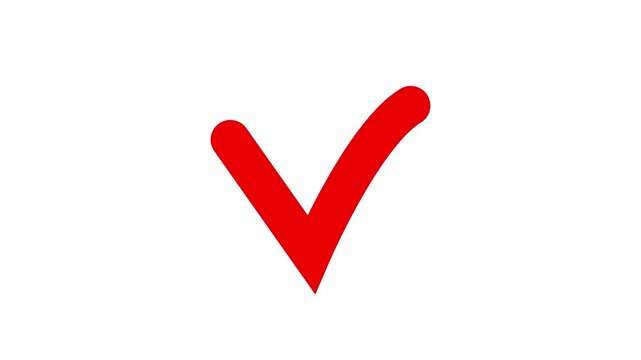 Yes V check mark symbol animation with Alpha channel. 1D motion design element. Self drawing. Access, complete, verification sign white blackground motion animation 4k video...