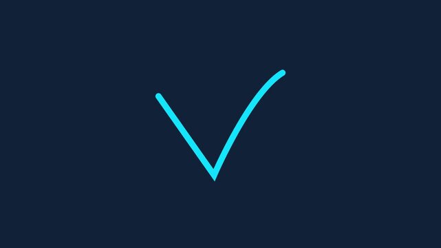 Yes V check mark symbol animation with Alpha channel. 1D motion design element. Self drawing. Access, complete, verification sign sliver blackground motion animation 4k video...