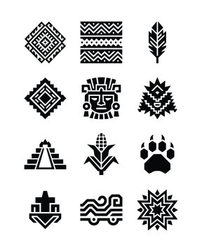 Zapotec Textile Icons Collection Mexican Indigenous Pattern Glyphs