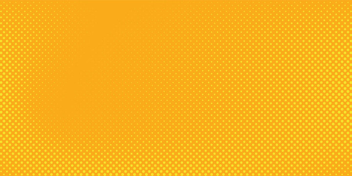 Yellow Halftone Dotted Gradient Background With Retro Comic Texture.