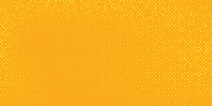 Yellow Halftone Dotted Gradient Background With Retro Comic Texture.