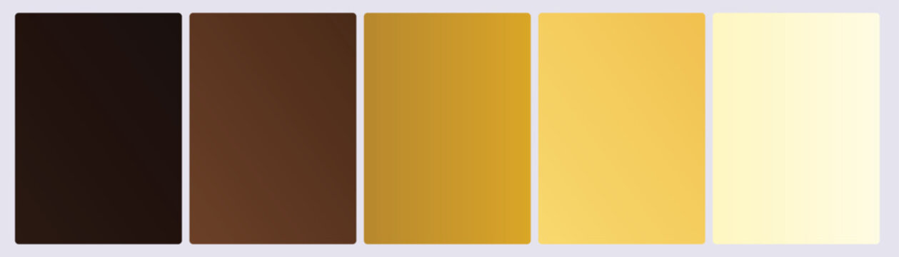 Set of five nature harvest gradient cards in dark umber coffee goldenrod amber wheat and cream autumn warm tones