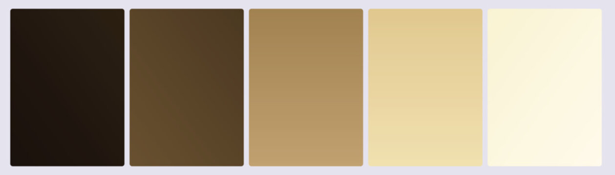 Set of five nature wheat gradient cards in dark umber walnut caramel golden amber cream and pale linen warm tones