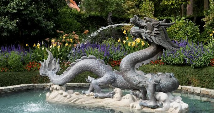 The Dragon Fountain in Victoria Butchart Gardens,British Columbia,Canada