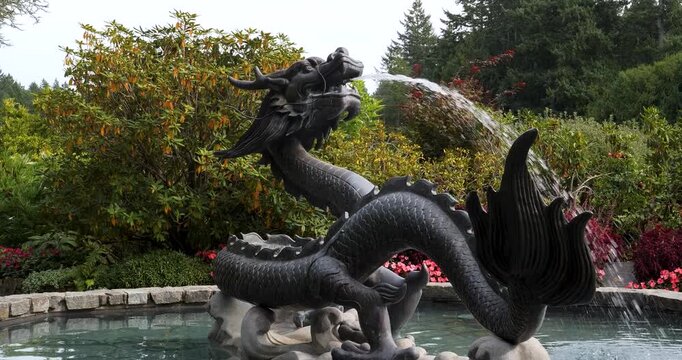 Dragon Fountain in Victoria Butchart Gardens,British Columbia,Canada.