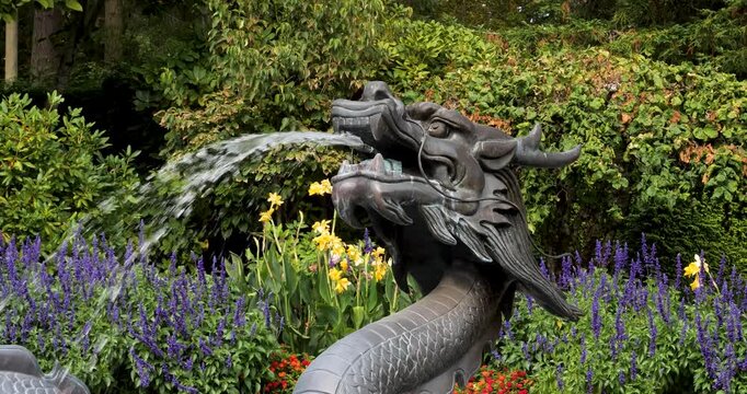 The Dragon Fountain in Victoria Butchart Gardens,British Columbia,Canada