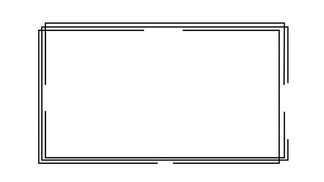 Rectangular, square frame, self drawing animation. black lines animated on white background motion animation 4k video...