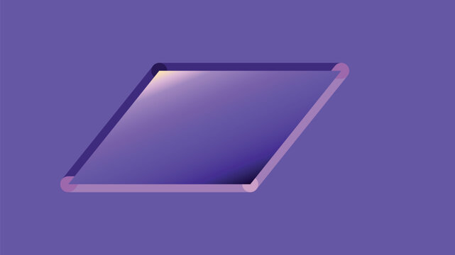 Abstract purple parallelogram shape with a soft gradient and rounded corners, modern geometric design element
