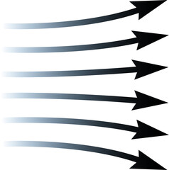 Fototapeta premium Set of sleek arrows pointing right in gradient style isolated on transparent background